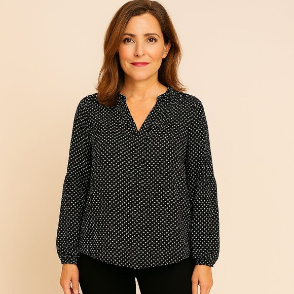 LOFT Ann Taylor Womens  XXL Polka Dot V Neck Blouse - Picture 1 of 9